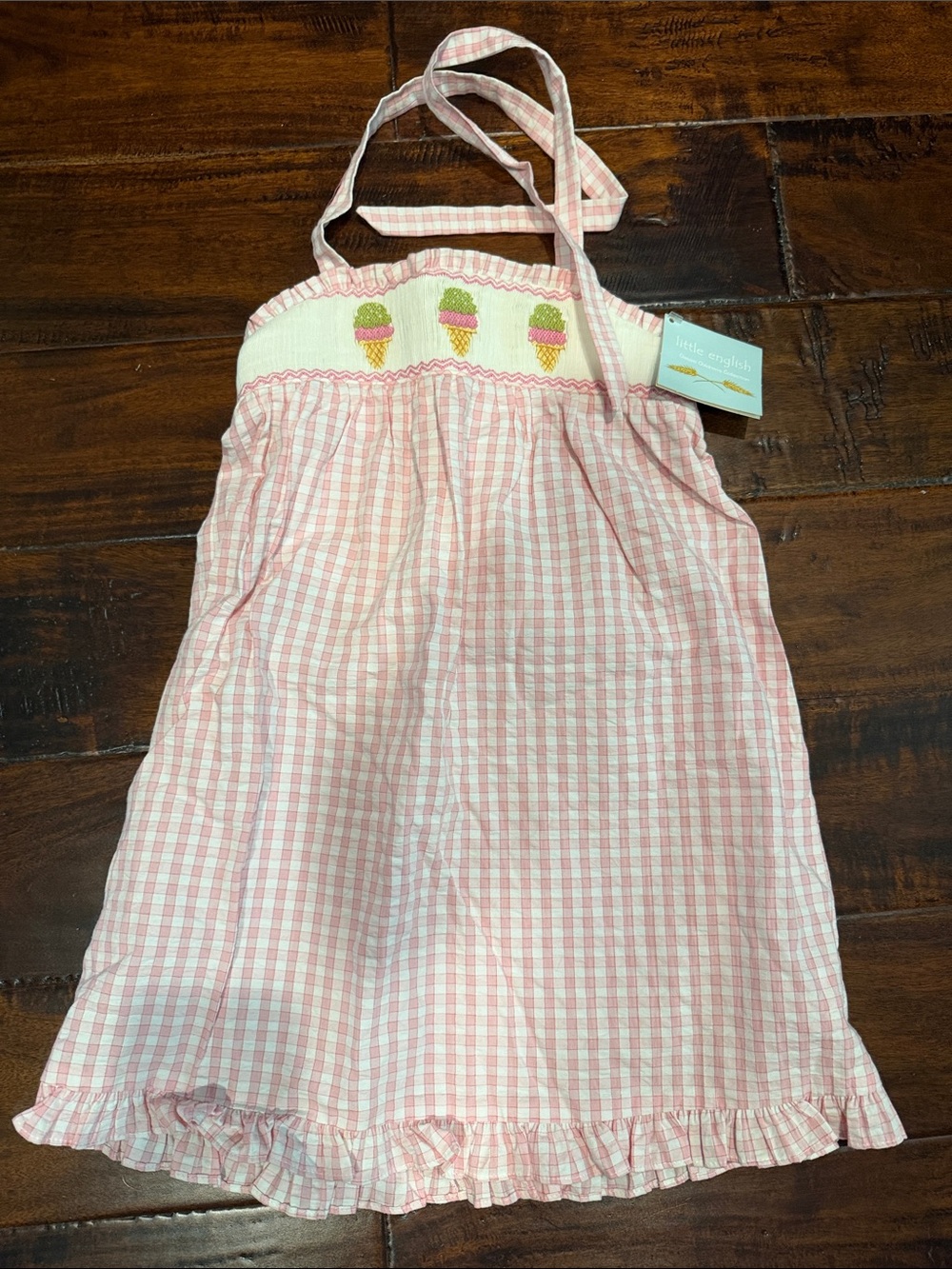 Little English Pink Gingham Ice Cream Smocked Dress